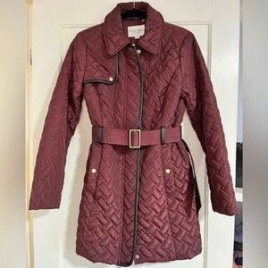Cole Haan Burgundy Quilted Winter Coat